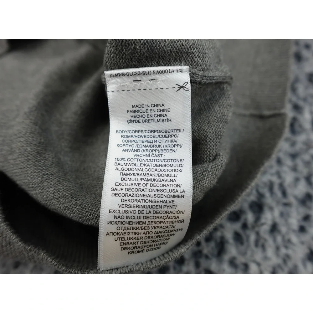 Polo Ralph Lauren V-Neck Sweater Mens Large Grey Pima Cotton Pony Logo